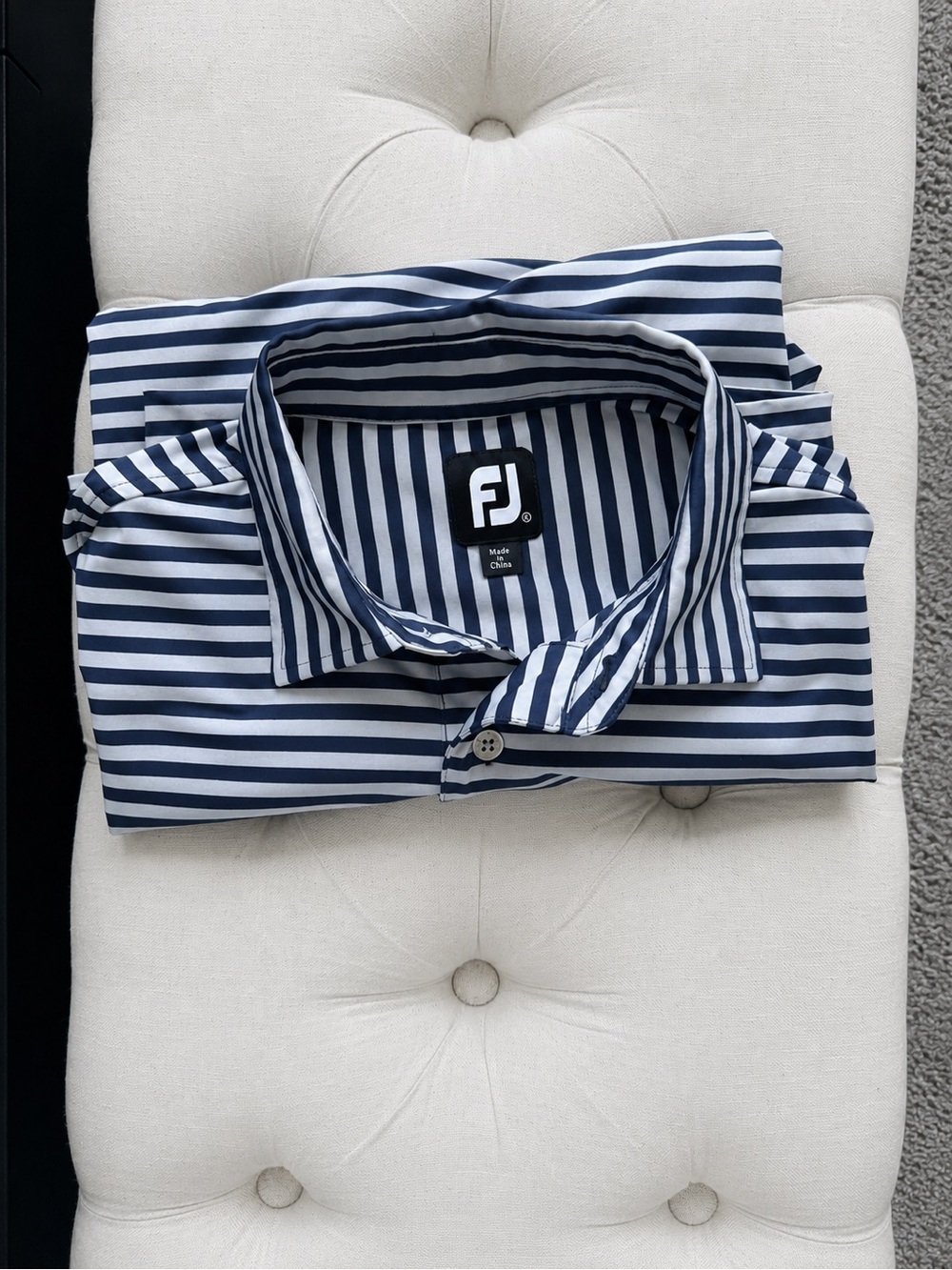 FootJoy FJ Performance Striped Golf Polo Shirt Men’s L Blue Gray/White